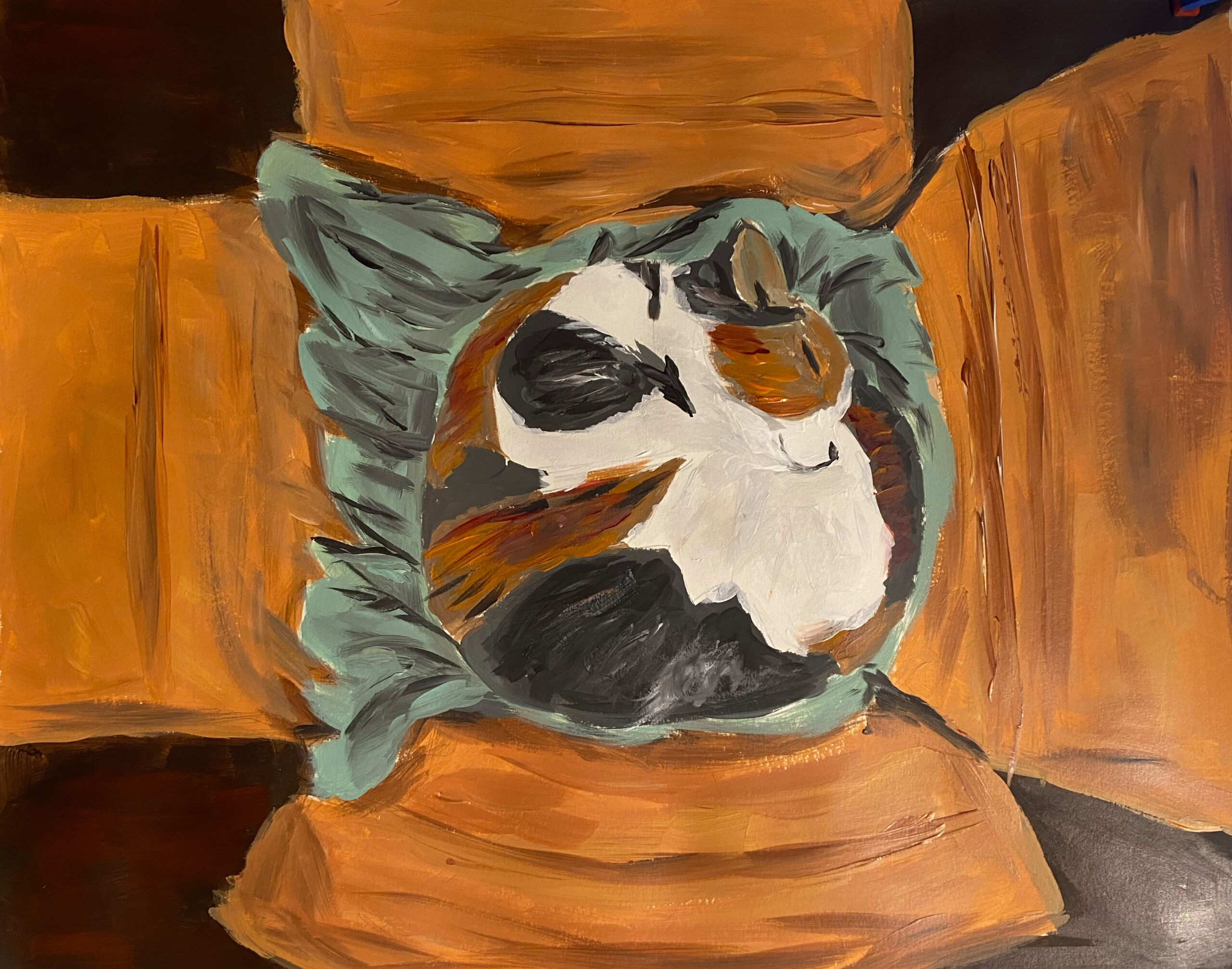 Katze im Karton / Cat in the Box 2024 40 x 51cm Acryl auf Papier