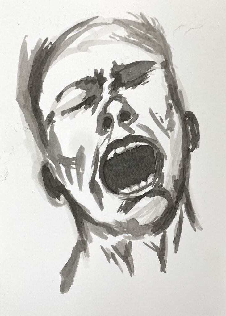 Schrei / Scream 2025 21 x 15cm Tinte auf Papier